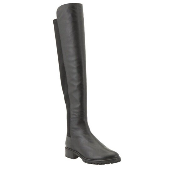 Stuart Weitzman Schizo Black Leather Over The Knee Boot Sz 4 New W/Out Tag - Picture 3 of 12